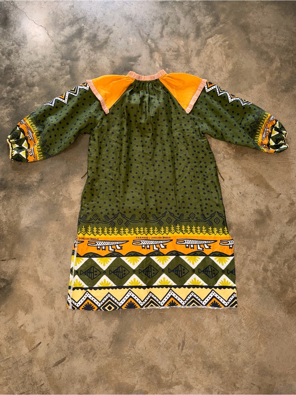 FARM Rio Denilson Baniwa Linen Shift Dress XXS Oversized Raffia Tassel Fringe - Picture 7 of 13